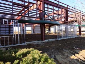 Structural steel frame for a new commercial and distribution facility