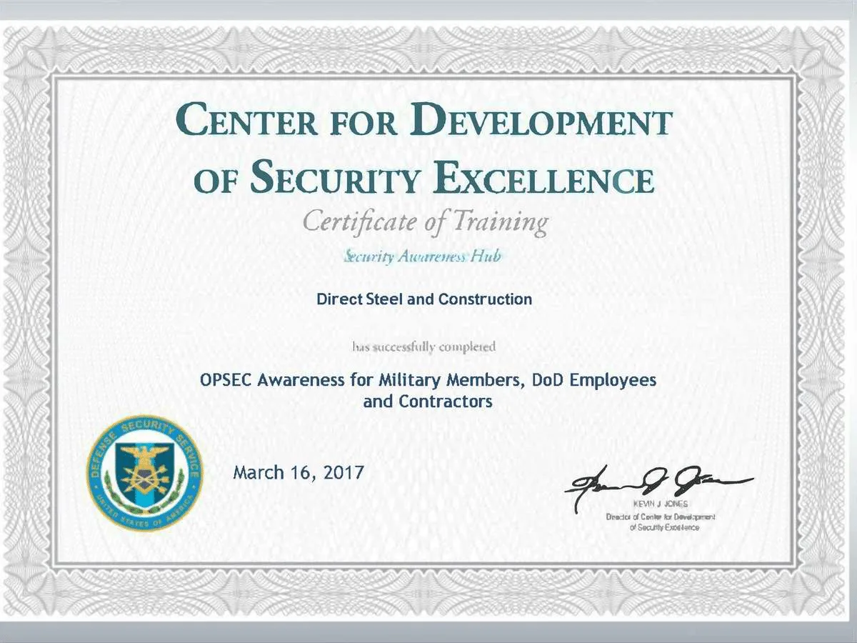 OPSEC Awareness Certification from the Center for Development of Security