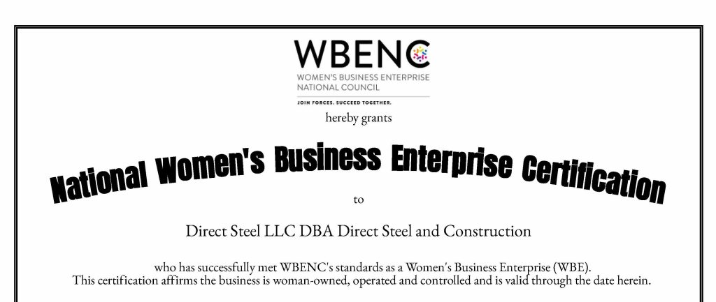 Women's Business Enterprise (WBE) Certificate From the Women's Business Enterprise National Council