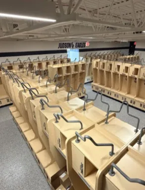 Interior of locker room at Judson University in Elgin, Illinois