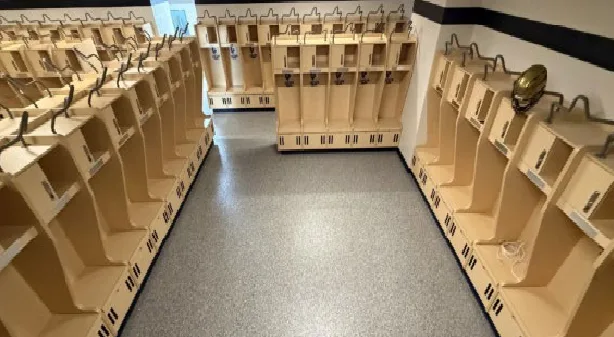 Interior of the locker room at Judson University in Elgin, Illinois
