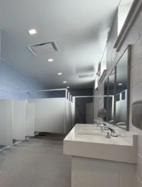Interior of the bathroom at Judson University in Elgin, Illinois