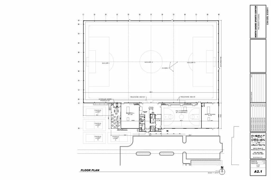Layout plan for Northshore Sports Center in Northbrook, Illinois