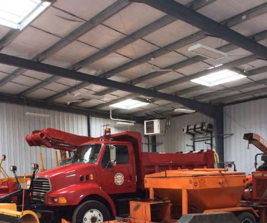 Vehicle bay inside the completed township road maintenance facility