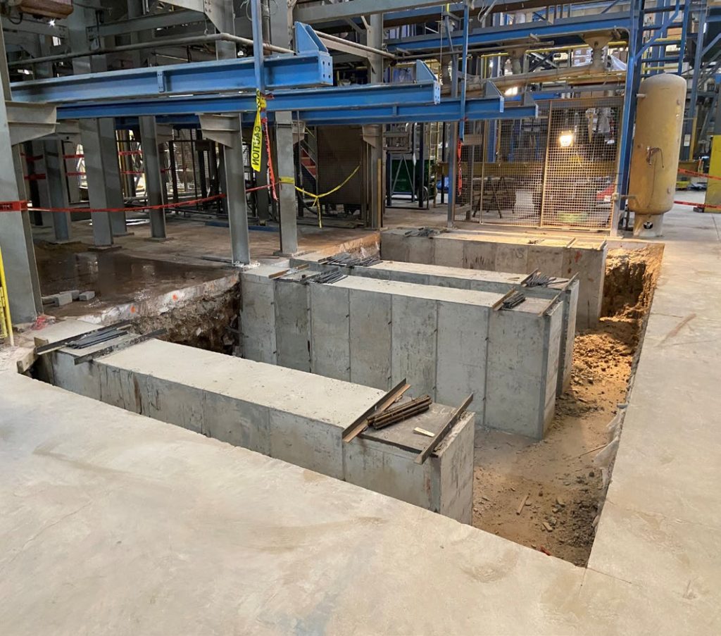 Construction of Unilock Manufacturing – Bin Foundation Facility Modification in Aurora, Illinois