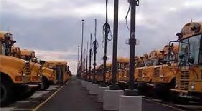 Buses at Woodstock School District 200 in in Woodstock, Illinois